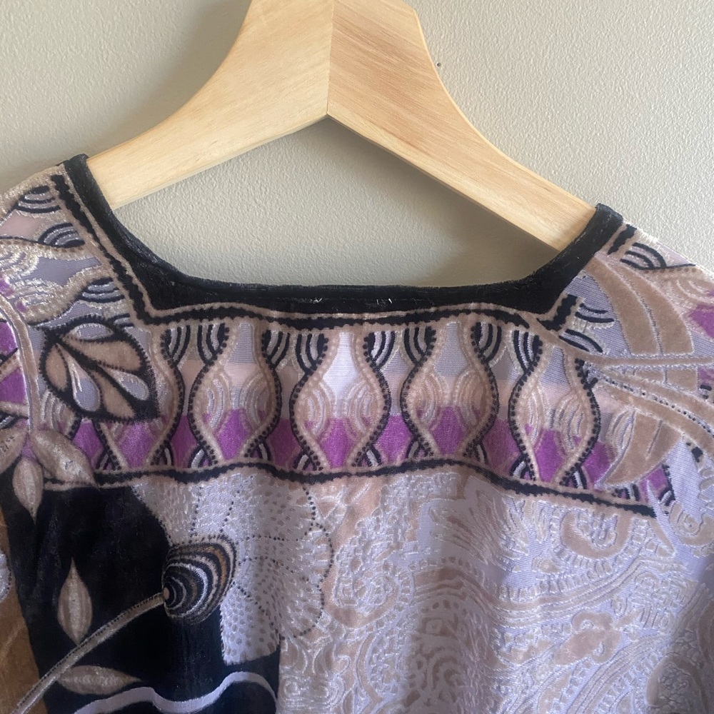 Chicos Burn-out‎ Velvet Kimono O/S Abstract Floral Colorful Boho Art To Wear - Picture 8 of 12